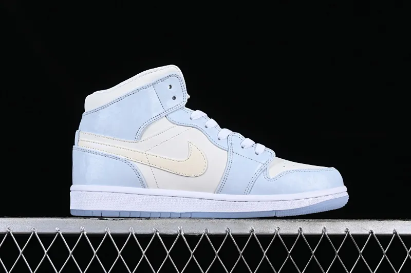 All categories Air Jordan Jordan series basketball shoes Air Jordan 1 Mid Air Jordan 1 Mid GS "Glitter Swoosh" AJ1 Joe 1 ice blue crystal Zhongbang basketball shoes FQ9117-400